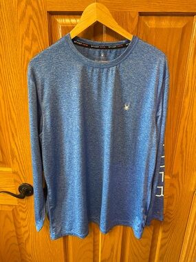 Spyder Men's Heathered Royal Blue Long-Sleeve Rash Guard Tee Large UPF50+